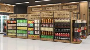 enart Mimarlık tarafından tasarlanan modern market iç mimarlık render çalışması